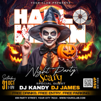 Черный Halloween Scary Night Party โพสต์บน Instagram Template