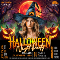 Black Halloween Night Party Carré Template