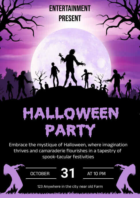 Copy of Black Joyful Halloween Party A4 | PosterMyWall