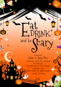 Negro Halloween Party A4 Template
