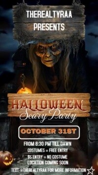 Black Joyful Halloween Party  Digital Display (9:16) template