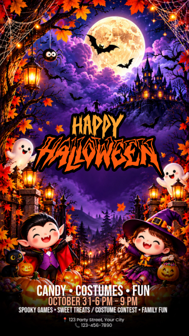 Halloween Party Facebook Story Template | PosterMyWall