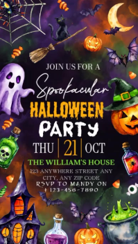 Black Halloween Party เรื่องราวบน Instagram Template