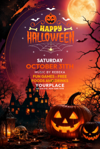Schwarz Halloween Party Gráfico de Pinterest Template
