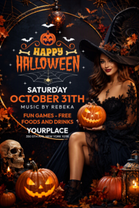 Black Halloween Party Плакат Template