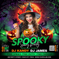 Black Halloween Party Quadrato Template