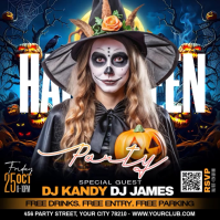 Black Halloween Party Quadrado Template