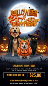 Black Joyful Halloween Pet Costume Contest Digital Display (9:16) template