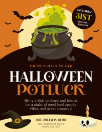 Black Halloween Potluck Løbeseddel Template - Page 1