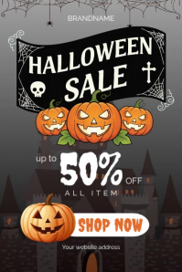 Black Halloween Sale Poster Template