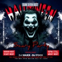 Black Joyful Halloween Scary Party Video Flye Persegi (1:1) template