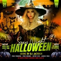 Black Joyful Halloween Sexy Night Party  Square (1:1) template
