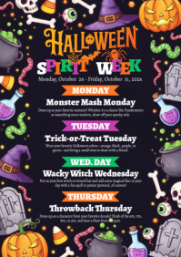 Черный Halloween Spirit Week A4 Template