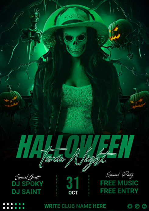 Plantilla de Black Joyful Halloween Toxic Night A4 | PosterMyWall
