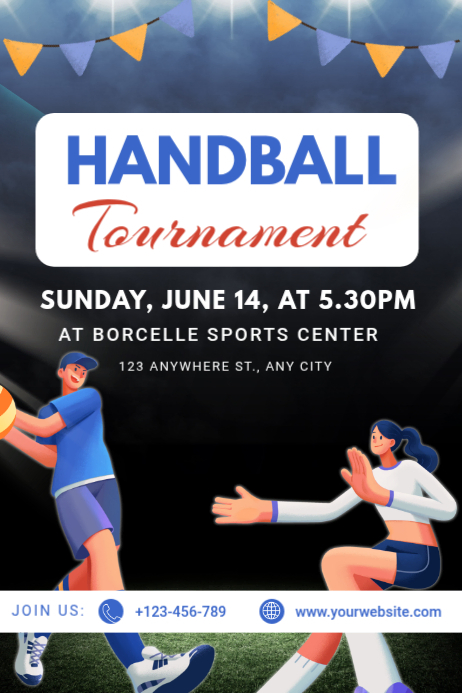 Black Joyful Handball Tournament Poster Template | PosterMyWall
