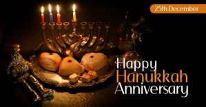 สีดำ Black Joyful Hanukkah Facebook Event Cover Facebook begivenhed cover Template