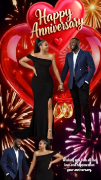 Black Joyful Happy Anniversary Instagram Reel template