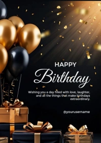 Black Joyful Happy Birthday A2 template