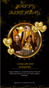 Black Joyful Happy Birthday  Instagram Story template