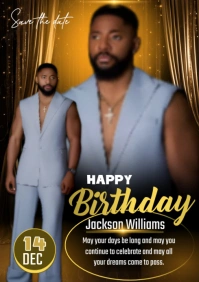 Black Joyful Happy Birthday To You Tenp5 A4 template