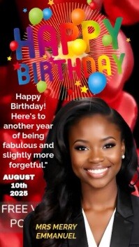 Black Joyful Happy Birthday Youtube Short template