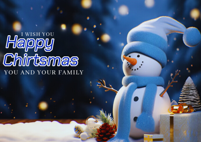 Copy of Black Joyful Happy Christmas Postcard | PosterMyWall