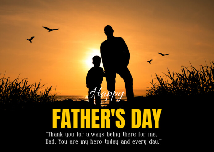 Black Joyful Happy Father's Day  Postcard Открытка template