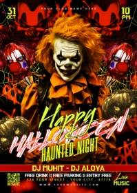 Black Joyful Happy Halloween Haunted Night A6 template