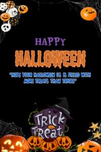 Black Joyful Happy Halloween Party 2025 Poster template