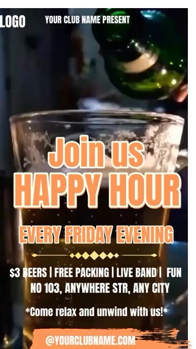 Black Joyful Happy Hour Day Digital Display ( template