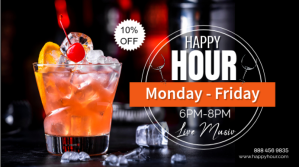 Black Joyful Happy Hour Digital Display (16:9 Digitalanzeige (16:9) template