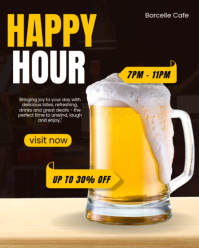 Black Joyful Happy Hour Promotion Instagram Portrait template