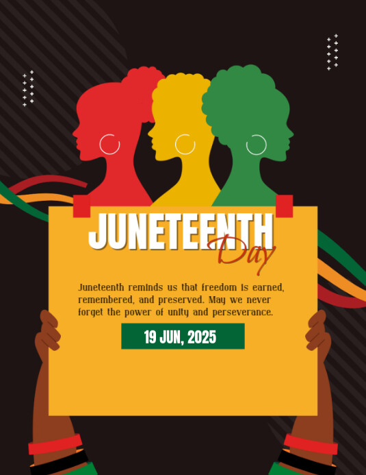 Black Joyful Happy Juneteenth Day  Flyer (us Letter) Pamflet (VSA Brief) template
