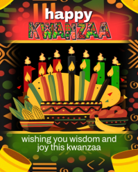 Black Joyful Happy Kwanzaa  Instagram Portrait template