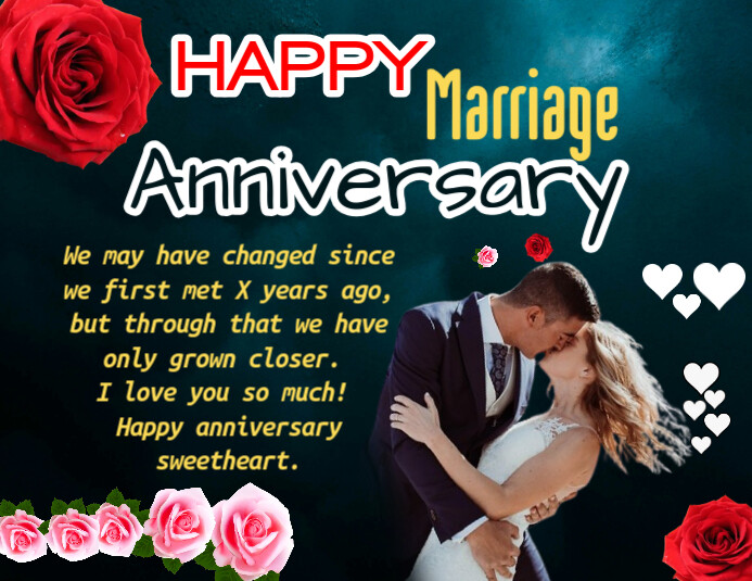 Black Joyful Happy Marriage Anniversary Romantic Flyer  Flyer (us Letter) Pamflet (Letter AS) template
