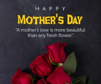 Black Joyful Happy Mother's Day Rose Flower Background  Medium Rectangle Rectángulo Mediano template