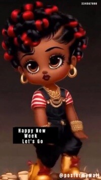 Black Joyful Happy New Week Video Design Template  Digital Display (9:16)