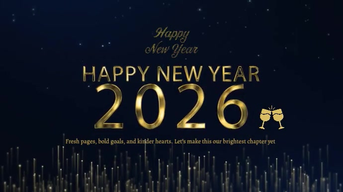 Black Joyful Happy New Year 2026 Digital Display (16:9) Modelo ...