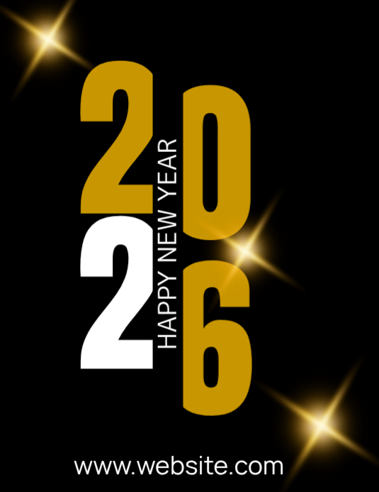 Black Joyful Happy New Year 2026 Flyer Template | PosterMyWall