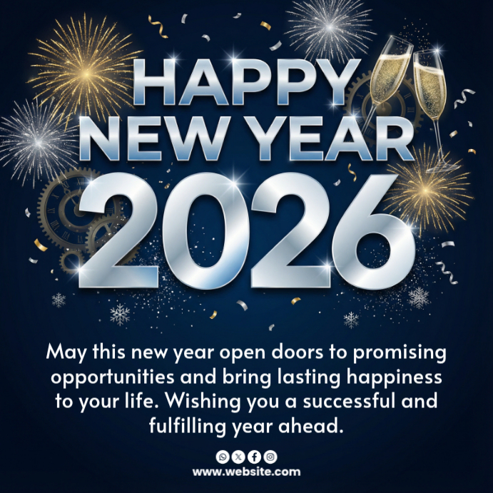 Black Joyful Happy New Year 2026 Instagram Post Template | PosterMyWall
