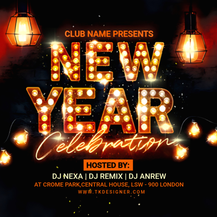Black Joyful Happy New Year 2026 Instagram Post Template | PosterMyWall