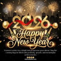 Black Joyful Happy New Year 2026 Instagram Post Instagram-opslag template