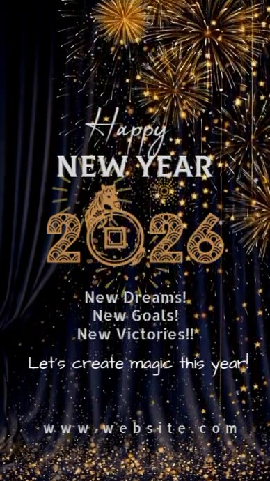 Plantilla de Black Joyful Happy New Year 2026 Instagram Story ...