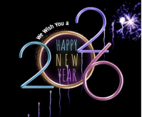 Black Joyful Happy New Year 2026 Medium Rectangle template