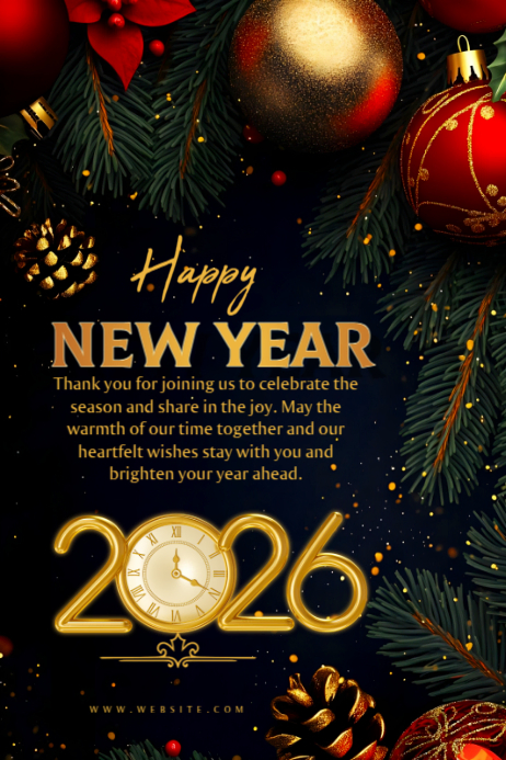 Black Joyful Happy New Year 2026 Poster Template | PosterMyWall
