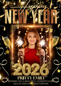 Black Joyful Happy New Year A1 template