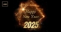 Black Joyful Happy New Year Countdown  Facebook Shared Image template