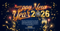 Black Joyful Happy New Year Facebook Shared Image template
