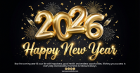 Black Joyful Happy New Year Facebook Shared Image template