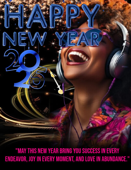 Copy of Black Joyful Happy New Year Greetings Flyer (us Letter ...